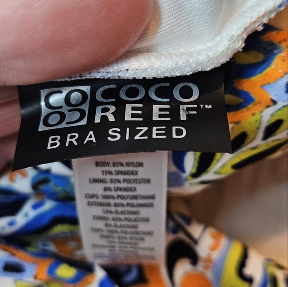 Coco REEF womens 38D multicolor tankini swim top - Picture 3 of 6